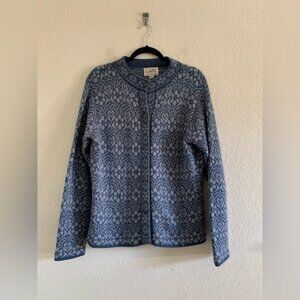 Alpaca Imports Alpaca Wool Womens Sweater Cardigan Size Large Floral